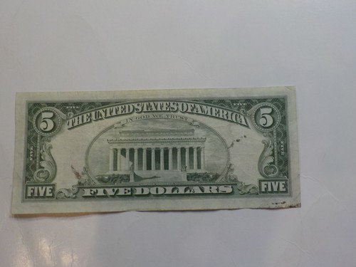 Currency Note 1963 5 Dollar Bill Paper Money Red Seal United States American - Picture 2 of 2