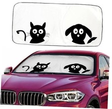 Folding Windshield Sun Shade for Car - Black Silver - One Window Shade