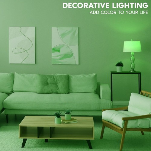 Luxrite E12 LED Filament Green Light Bulb, 4.5W=40W, UL, E12 Base 2 Pack - Picture 2 of 7