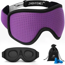 Sleep Eye Mask for Side Sleepers, Zero Eye Pressure Light Blocking, Purple