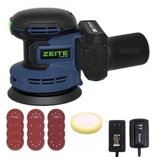 5 Inch 20V Cordless Orbital Sander, 6 Speed, Dust Extractor, 12 Sandpapers