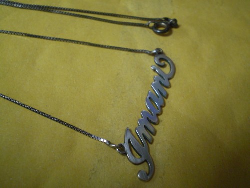 925 Sterling Silver Ladies Link Necklace w/"Imani" Pendant 3.4 grams - Picture 3 of 3