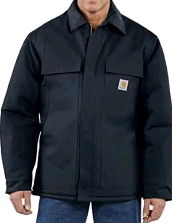 Carhartt Firm Duck Insulated Traditional Coat BLACK Loose Fit  LARGE TALL