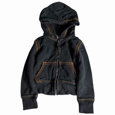 True Religion Contrast Stitch Hoodie - Boys XS Black Cotton