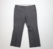 Vtg 70s Streetwear Mens 40x29 Wool Tweed Herringbone Wide Leg Chino Pants USA