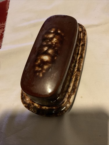 Art Pottery Brown Drip Covered Butter Dish Unknown Maker