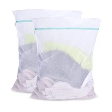 Mesh Laundry Bag for Delicates 2 Pack Garment Wash Bag 24 x 32 inch Zippered ...