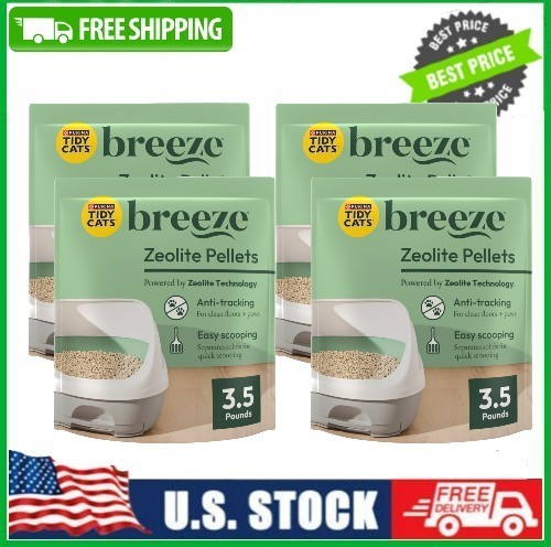 4 BAG Purina Tidy Cats Breeze Unscented Multi Cat Pellet Cat
