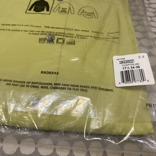 Herren Calvin Klein Langarm Gelb Bügelfrei Kleid Freizeit 17 1/2 34-35 Neu mit Etikett - Bild 9 von 16