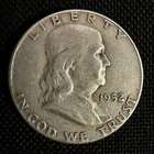 Ben Franklin 90% SILVER Half Dollar,  1952