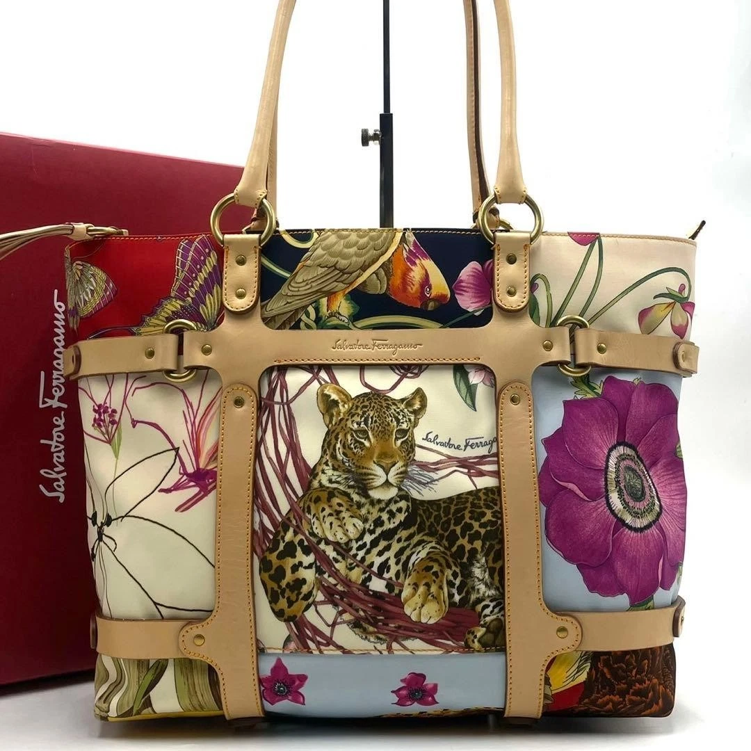 Salvatore Ferragamo Leather Exterior Animal Print Bags & Handbags