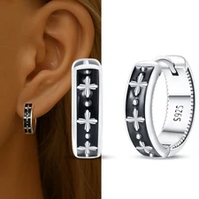 PANDACH 925 Sterling Silver Retro Classic Hoop Earrings For Women men Jewelry