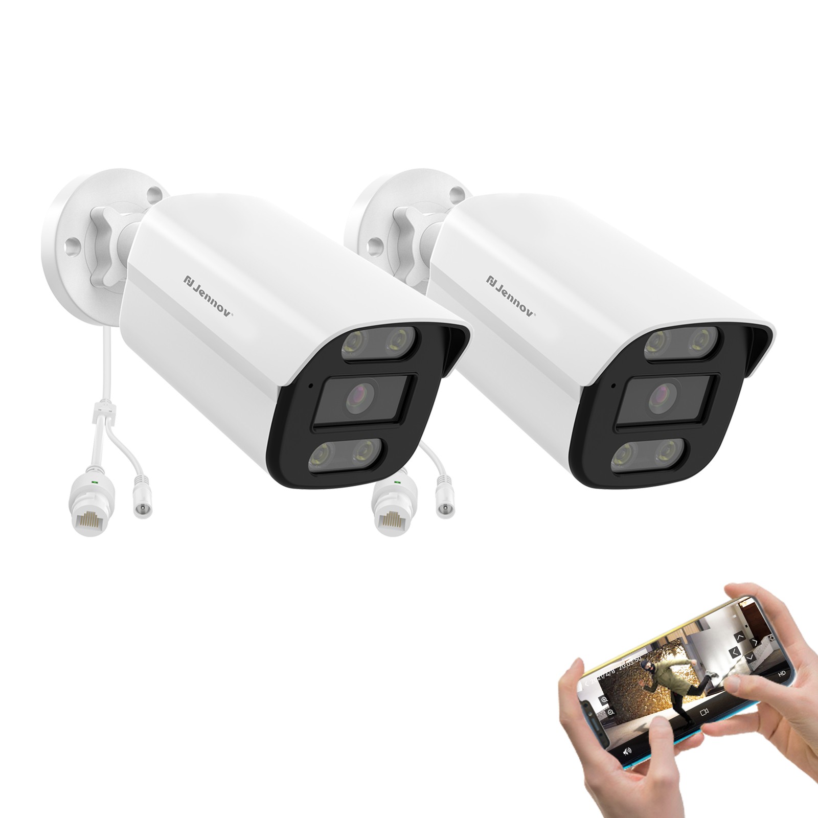 2 Pack 4K 8MP Wired PoE Security Camera Outdoor Color Night 