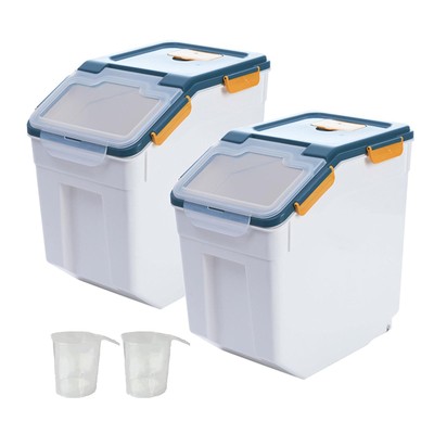 Large Flour Storage Container 50lbs, 2 Pack Airtight Rice Dispenser, BPA Free...