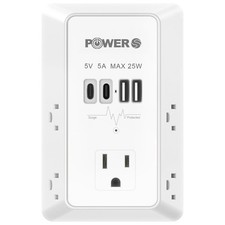 Electrical Outlet Extender with USB Ports 2C2A , Snug Wall Outlet, Surge Pro...
