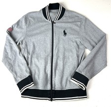 Polo Ralph Lauren Hoodie Womens Small Gray Full Zip Fleece Sweatshirt Logo Pony