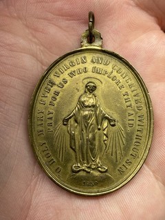 Antique Religious Medallion Large Pendant