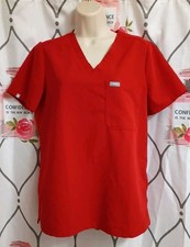 FIGS CATARINA NURSE TECHNICAL ONE POCKET RED SCRUB TOP WOMENS S NWOT
