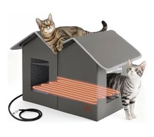 Bedsure Heated Outdoor Cat House-Extra Wide Weatherproof and Warming Grey
