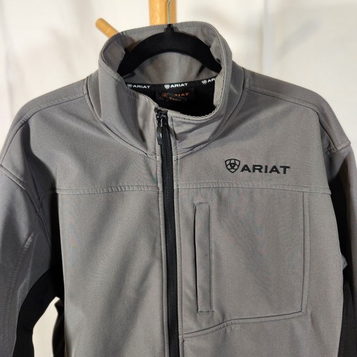 Ariat Vernon Full Zip Softshell Grey Black Wind Water Resistant Jacket Lrg $120 - Picture 3 of 9