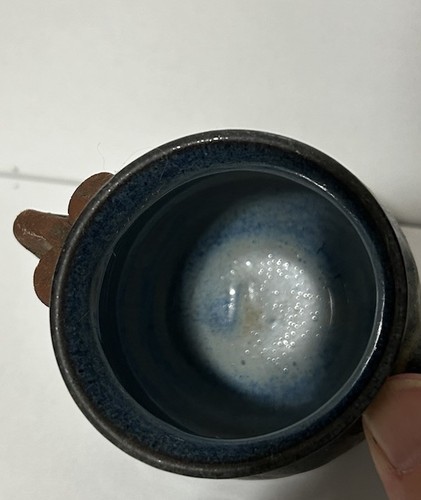 Vtg Ugly Face Mug Signed Horseleg Creek Pottery Cup Stoneware Folk Art Blue - Picture 11 of 11