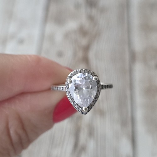 Authentic Pandora Radiant Teardrop Clear CZ Ring size 50/ 5US