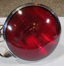 Vintage Sm Lamp Co. No. 81 Lamp Spot Head Light Red Glass Lens Mounted Chrome