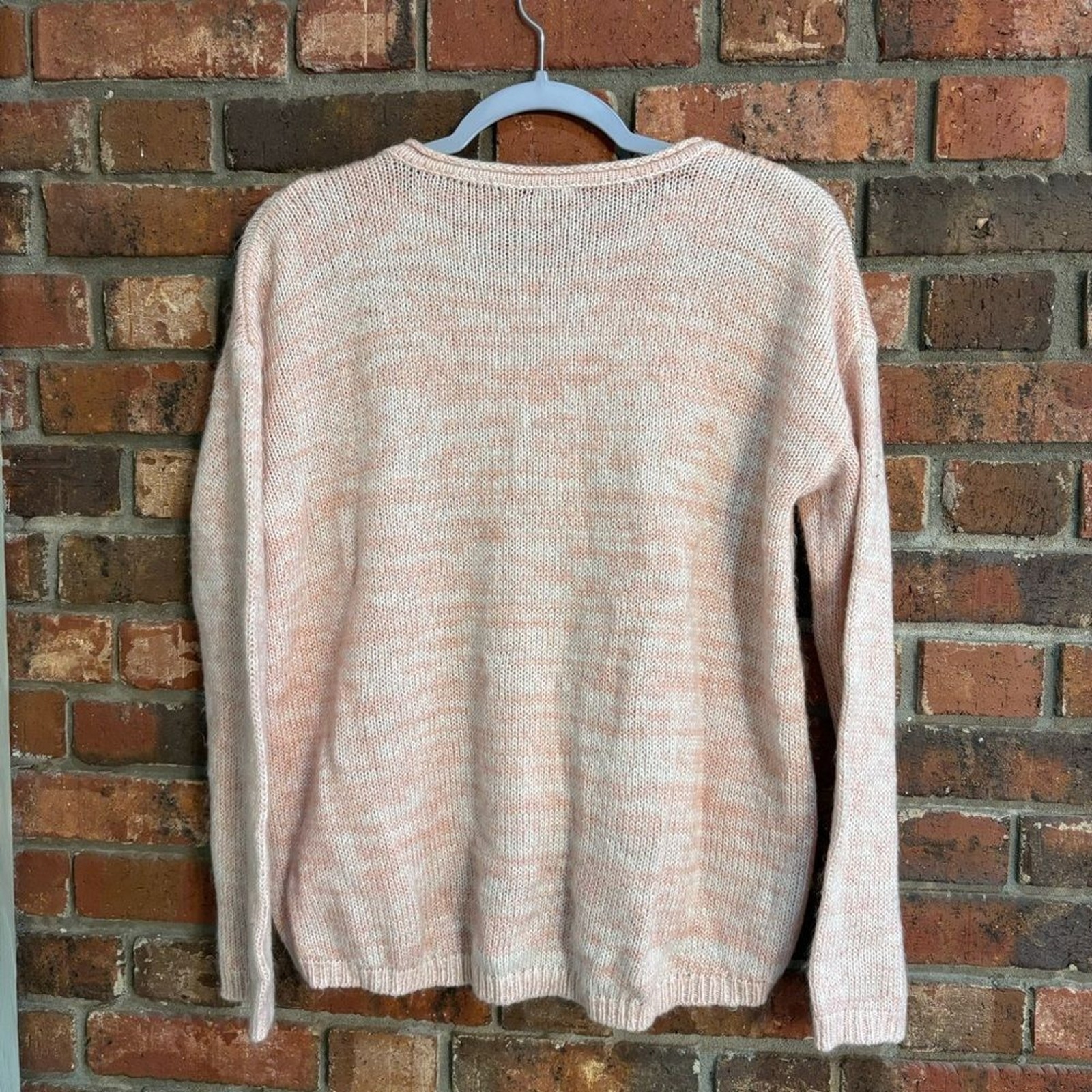 Calvin Klein Jeans womens eyelash logo heart crewneck sweater pink large thumbnail 4