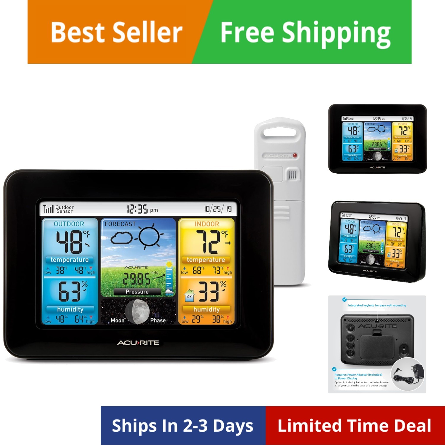 With Color Display, Indoor Outdoor Thermometer ...