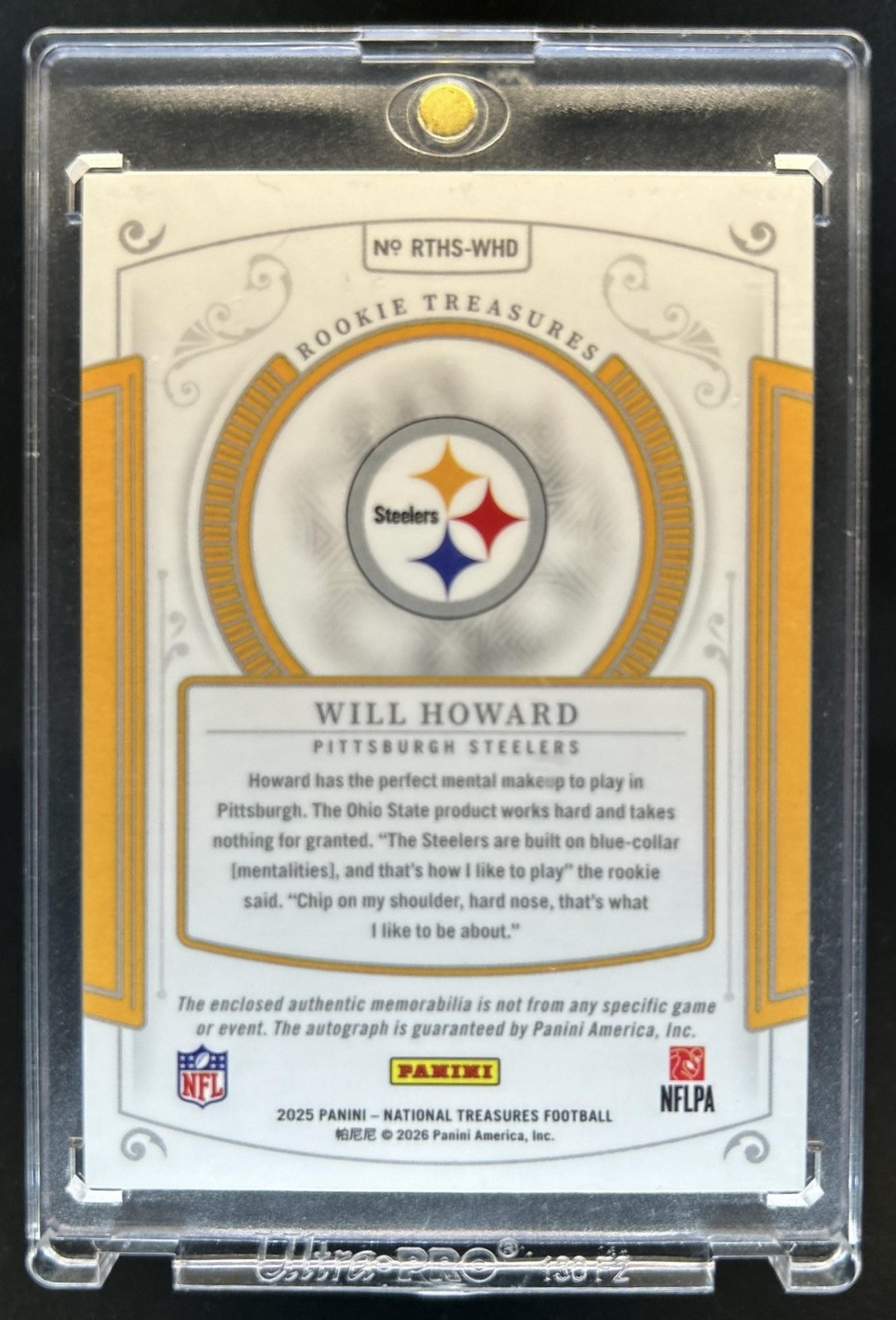 2025 Panini National Treasures Will Howard Rookie RC Patch Auto Holo Silver #/25 view 2
