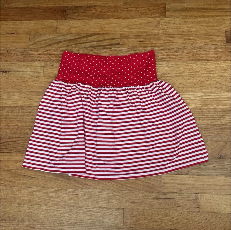 Gymboree Girls XS Red/White Striped Stars A-Line Skort Pull-On Elastic 25"