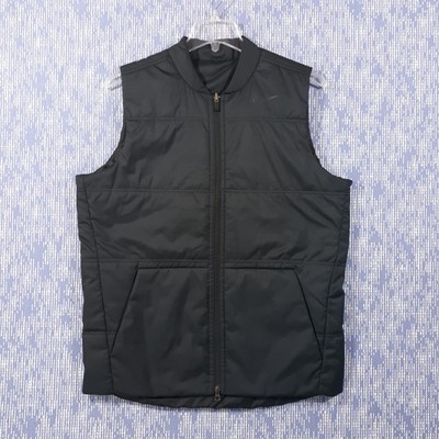 Nike Vest Mens Size Large Black Puffer Full Zip Running Reversible