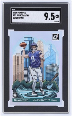JJ McCarthy Vikings '24 Panini Donruss Downtown Case Hit #11 SGC