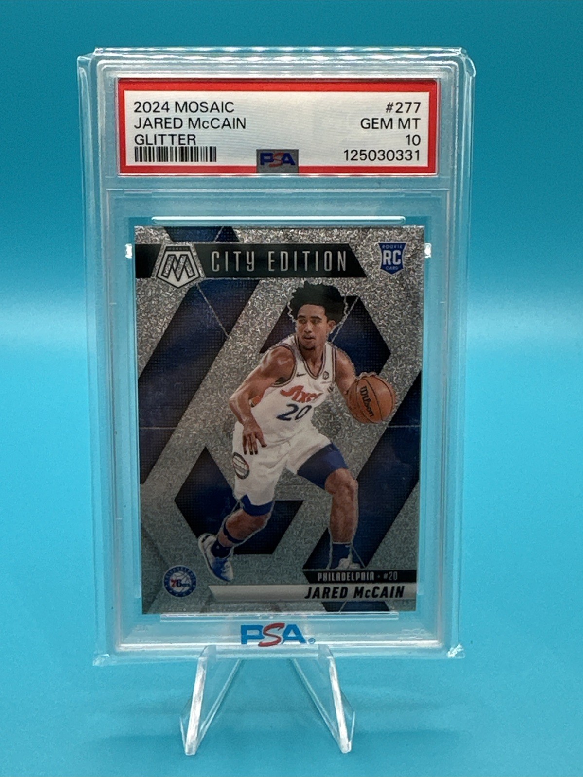 2024 PANINI MOSAIC GLITTER #277 JARED MCCAIN ROOKIE RC PSA 10