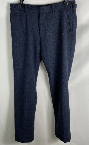 Club Monaco Men's Davis Fit Blue Wool Tweed Herringbone Pants Size M