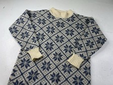 Hilda Ltd 100 Pure Wool Womens Sz M Blue White Snowflake Sweater Iceland
