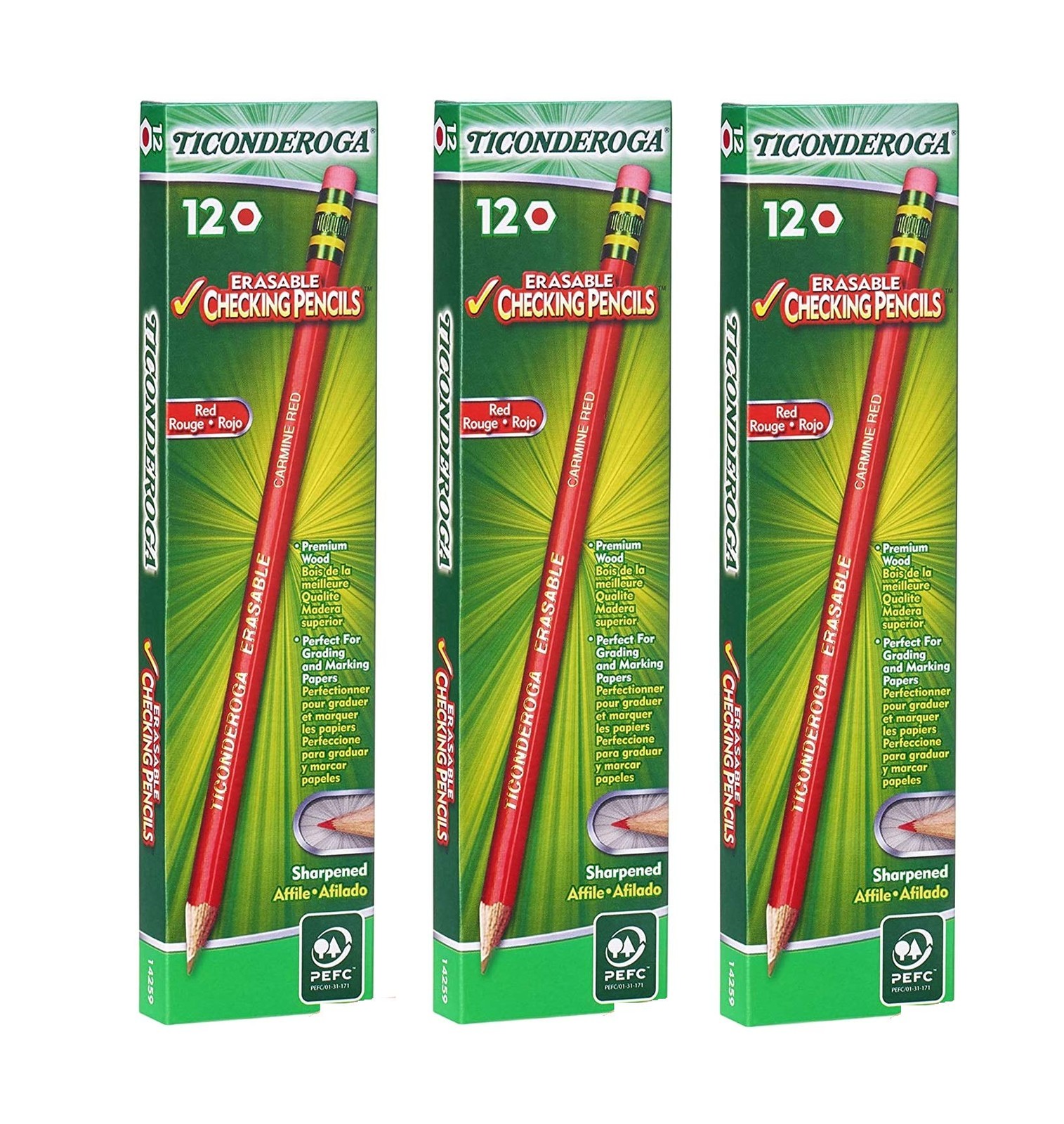 Pack Of 3 Red Pencils