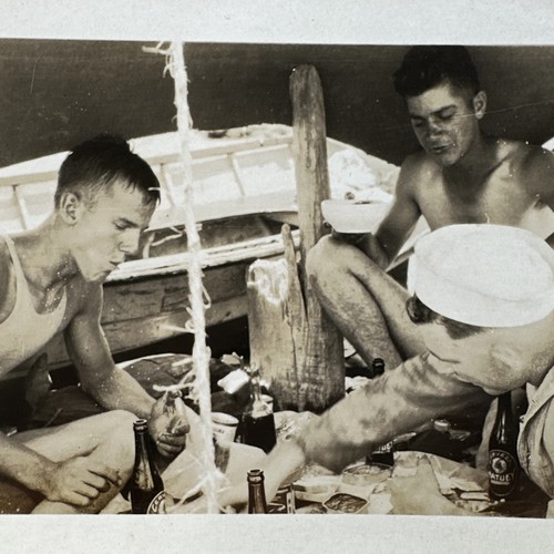 Handsome Sailors Eating Lunch VINTAGE PHOTO ORIGINAL gay interest beefcake