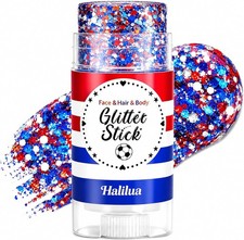 Red White Blue Glitter Stick for Face Hair Body Patriotic Hexagon Sequins