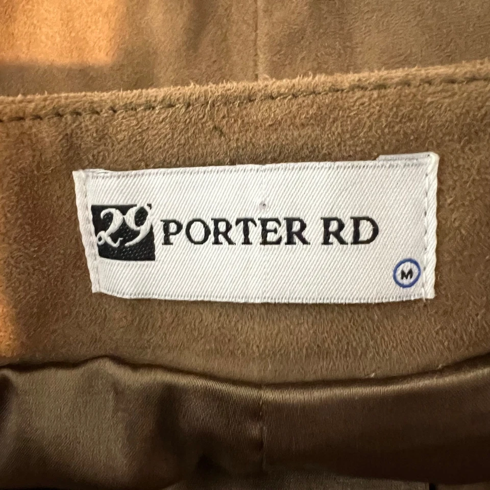 29 Porter RD Falda de Gamuza de Cuero de Cabra para Mujer Talla M Tostado Midi Botón Frontal Foto 2 de 4