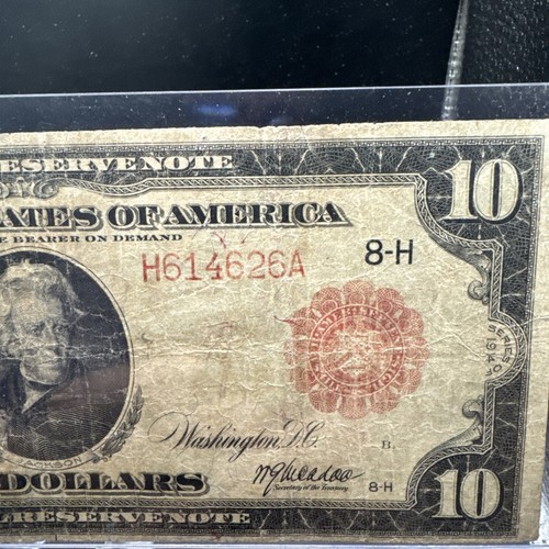 $10 DOLLAR 1914 FEDERAL RESERVE LARGE SIZE NOTE RED SEAL FR 899B. Harder To Find - Picture 6 of 10