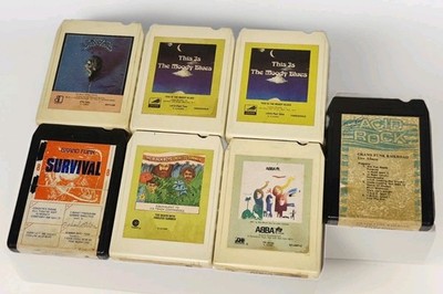 LOT 7 VINTAGE ROCK 8 TRACK TAPES ~ MOODY BLUES ABBA EAGLES GRAND FUNK RAILROAD 