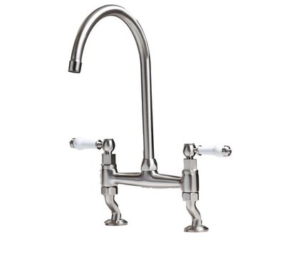 Liquida W23BN gebürstetes Nickel traditionelle Zweiloch Brücke Hebel Küchenarmatur
