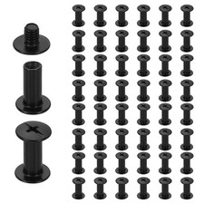 50 Set Phillips Chicago Screw M4 x 12mm Metal Binding Post Screw Black
