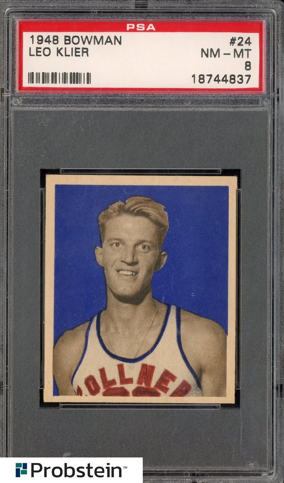 1948 Bowman Basketball #24 Leo Klier Fort Wayne Pistons PSA 8 " LOW POP "