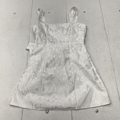 #ad #ad White Floral Sleeveless Mini Bow Accent A Line Dress Women#x27;s Size Medium $15.00