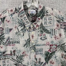 Vtg Reyn Spooner Sz 2XL Pink Green Fish Pinapple Tribal Classic Kloth Popover
