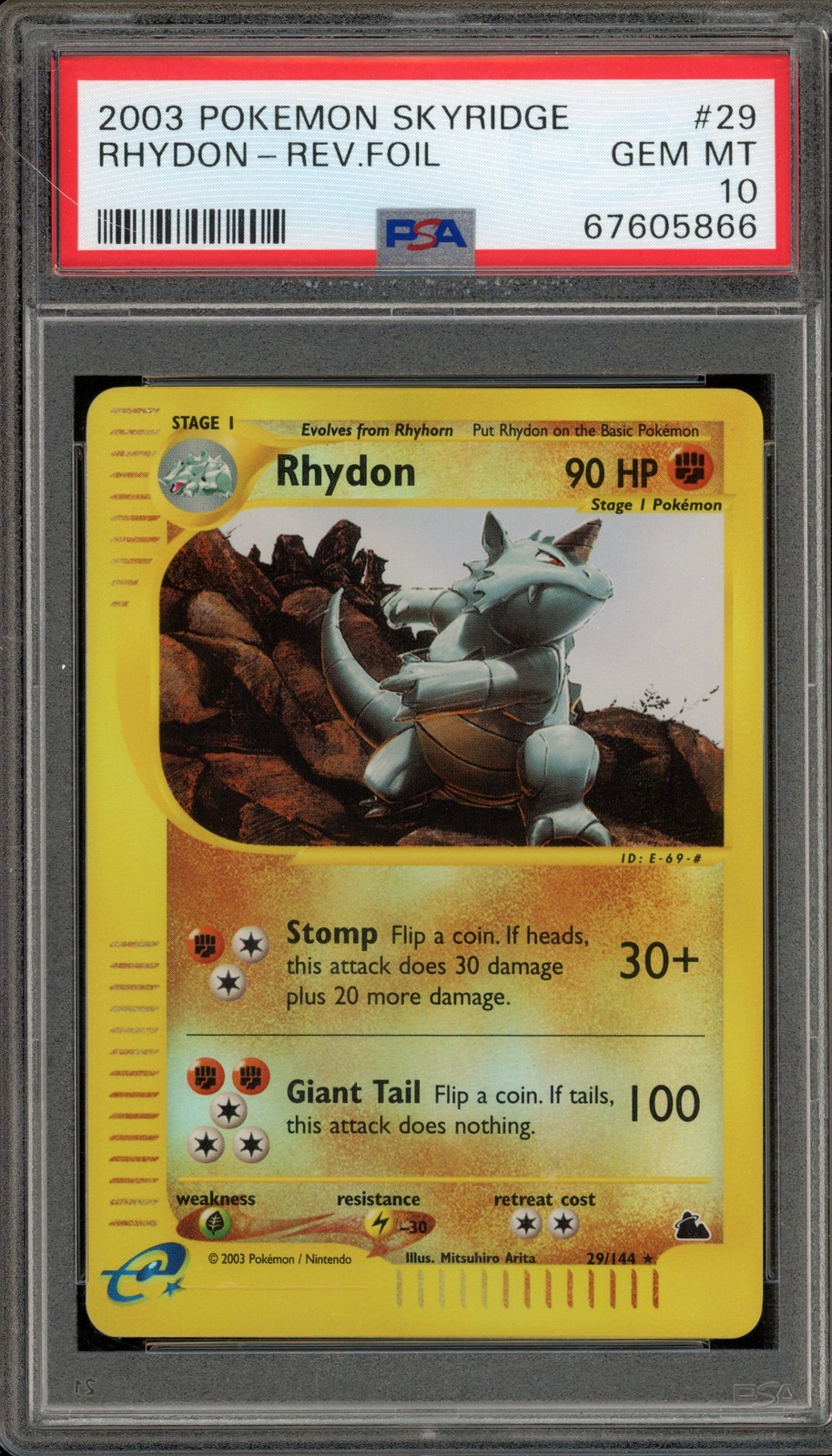 Pokemon Rhydon Skyridge Reverse Holo Rare #29 PSA 10 Gem Mint