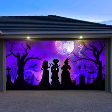 7 x 16 Ft Halloween Garage Door Cover Decorations,Outdoor, Large Hocus Pocus Wit