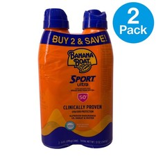 Banana Boat Sport Ultra SPF 50+ Sunscreen Spray 6oz – 2 Pack – New 2.00 per gallon